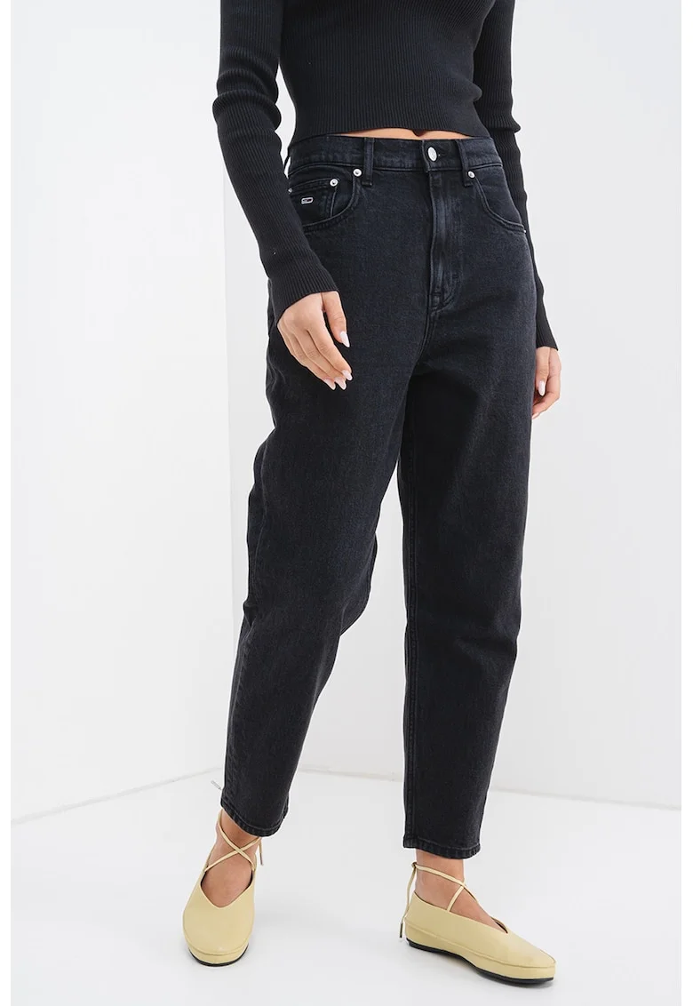 Blugi mom fit cu talie inalta, Gri antracit