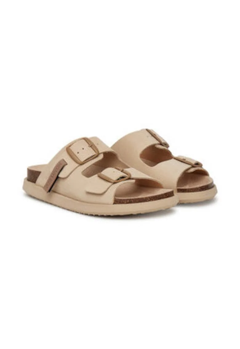 Papuci dama,  piele naturala, bej