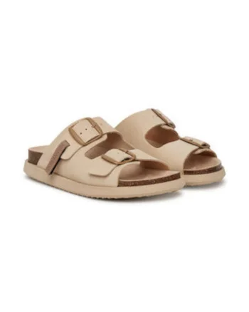 Papuci dama,  piele naturala, bej
