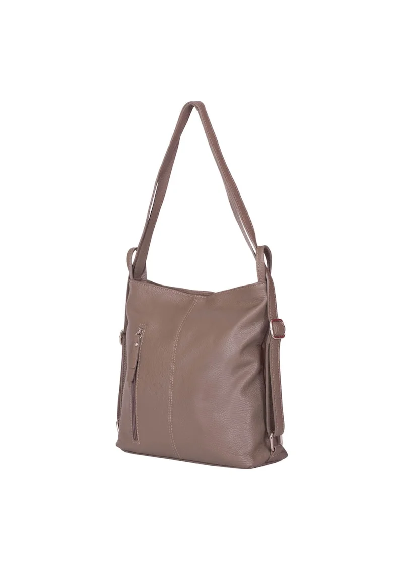 Geanta rucsac 2-in-1 din piele naturala Alesandra, Kaki