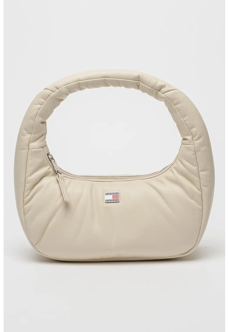 Geanta de piele ecologica cu logo, Crem