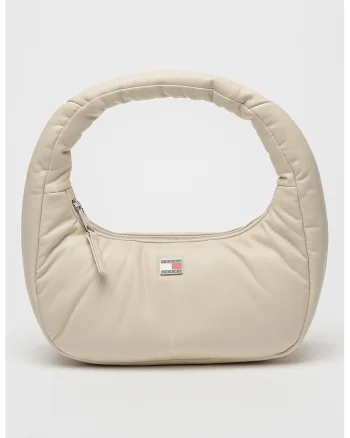 Geanta de piele ecologica cu logo, Crem