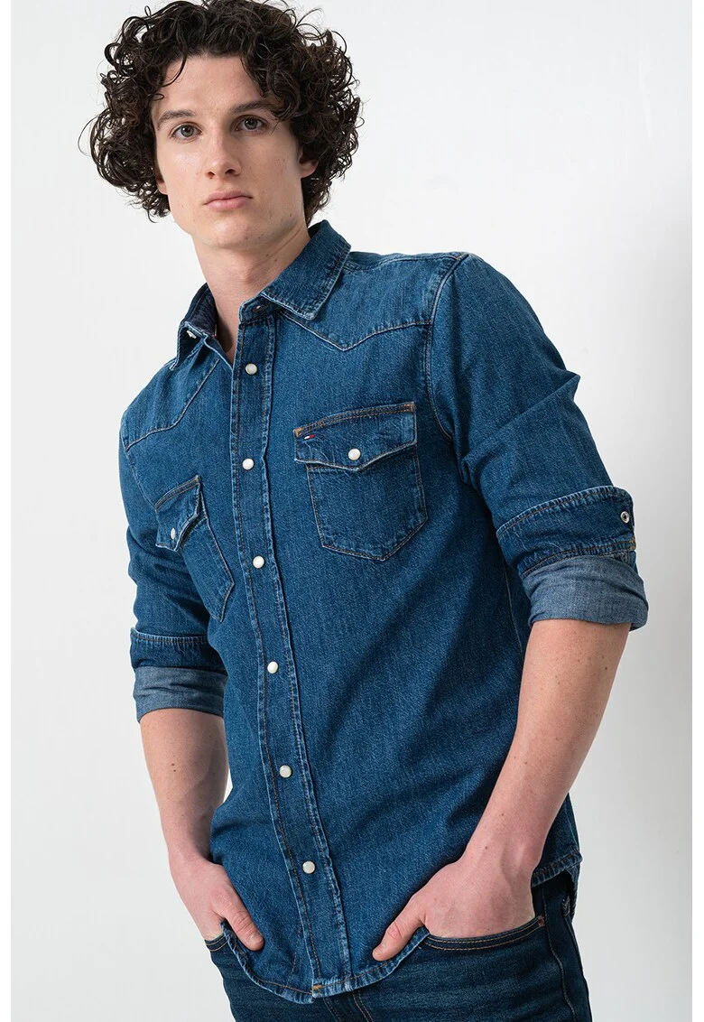 Camasa de denim Noah, Albastru melange