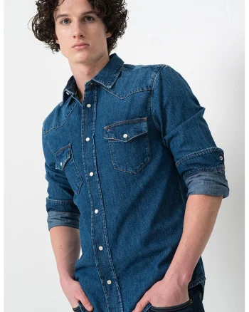 Camasa de denim Noah, Albastru melange