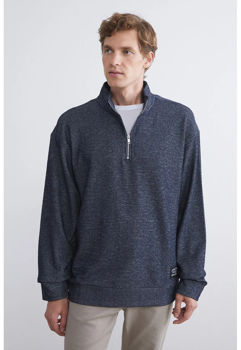 Bluza de trening cu fenta cu fermoar, Gri inchis
