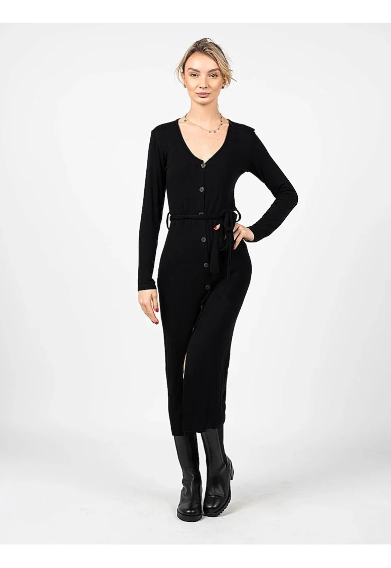 Cardigan lung Bucky cu cordon,