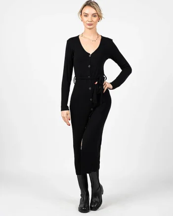 Cardigan lung Bucky cu cordon,