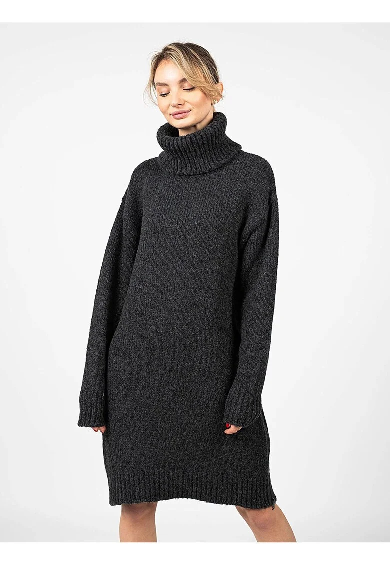 Rochie pulover cu guler inalt,