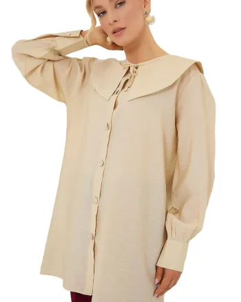 Camasa dama,  Viscoza/Nylon, Bej