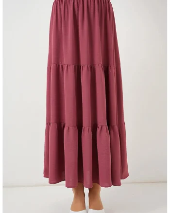 Fusta maxi texturata HiCCUP, roz, poliester-elastan, croiala standard