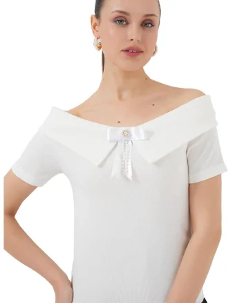 Tricou dama,  Jerseu, Alb,