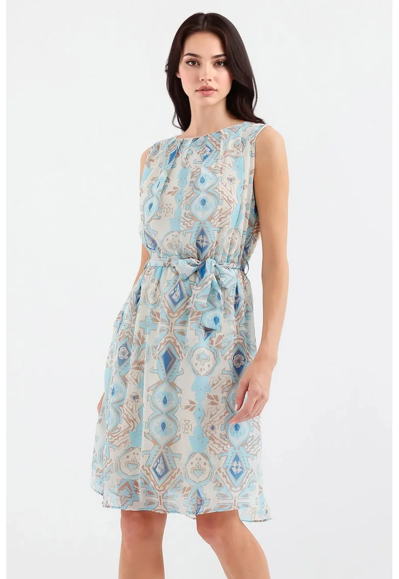 Rochie mini dama, HiCCUP, decolteu rotund, poliester, multicolor