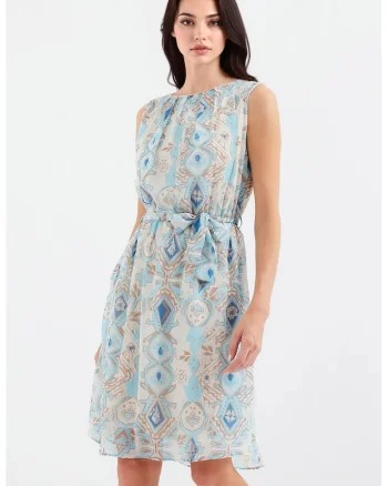 Rochie mini dama, HiCCUP, decolteu rotund, poliester, multicolor