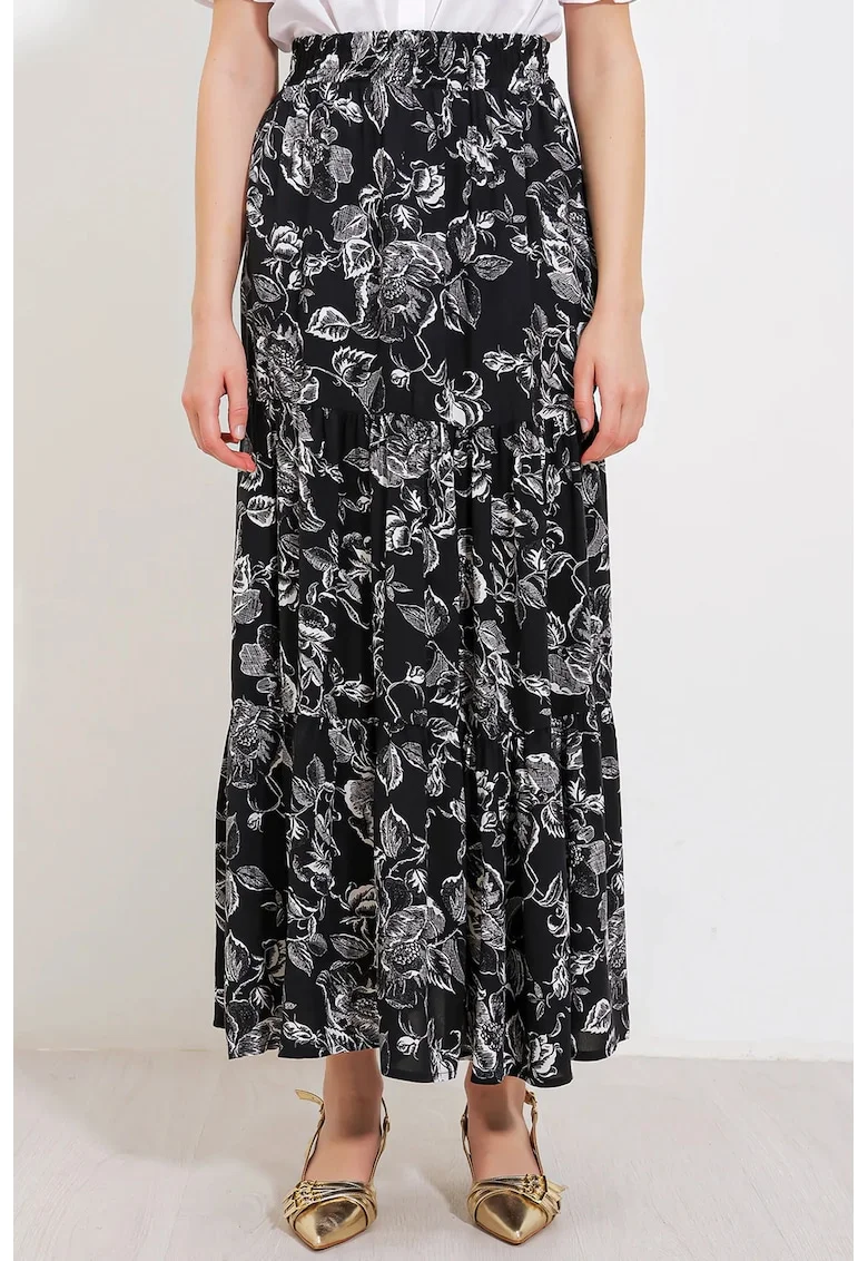Fusta maxi, HiCCUP, croiala lejera, negru, viscoza