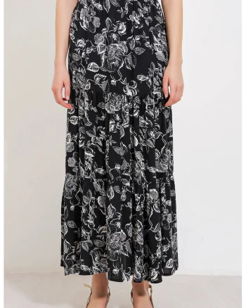 Fusta maxi, HiCCUP, croiala lejera, negru, viscoza