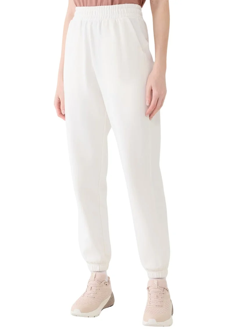 Pantaloni dama 4F, model CAS F1013, bumbac 80%, alb murdar, cu mansete elastice, 2 buzunare laterale