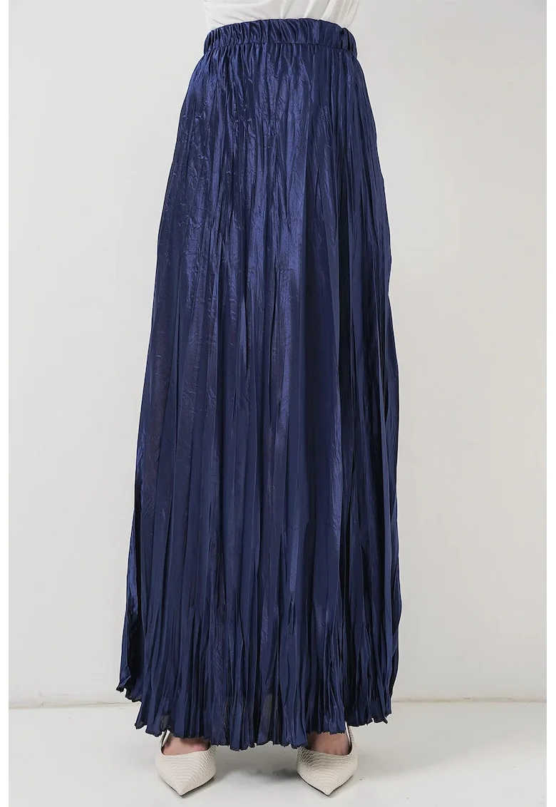 Fusta maxi, HiCCUP, texturata, albastra, satin