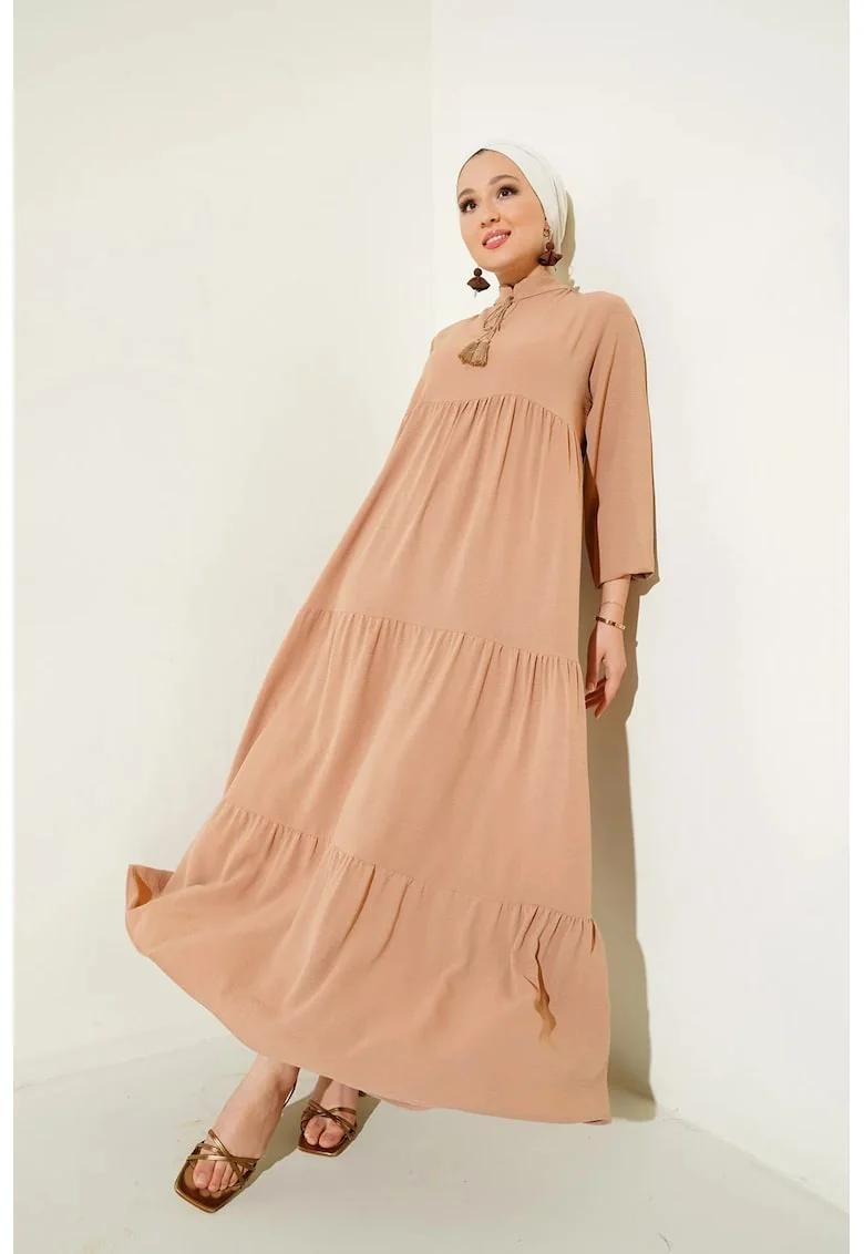 Rochie maxi dama, HiCCUP, poliester/lycra, lejera, maro