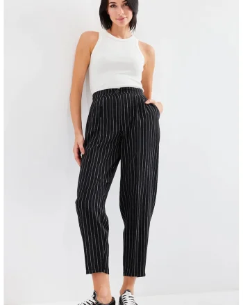 Pantaloni dama, HiCCUP, talie inalta, negri, poliester, Negru