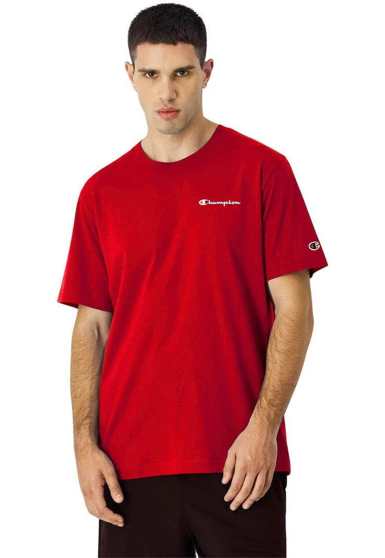 Tricou barbatesc  rosu, bumbac, croiala standard, logo mic