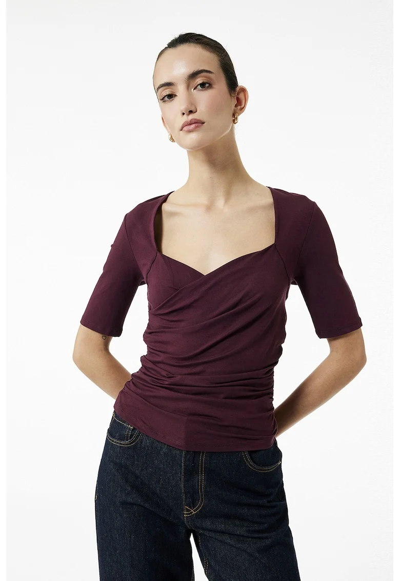 Bluza slim fit cu maneci scurte, Violet tyrian