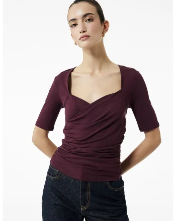 Bluza slim fit cu maneci scurte, Violet tyrian