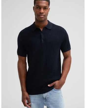 Tricou polo cu inchidere prin nasturi 30045707, Albastru inchis