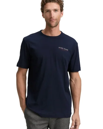 Tricou regular fit cu decolteu la baza gatului, Alb/Bleumarin