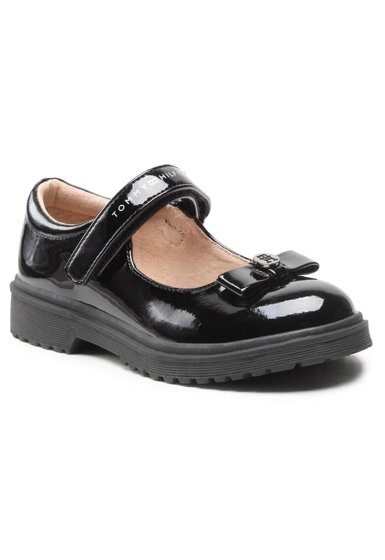 Pantofi fete,  piele ecologica, negru, Negru