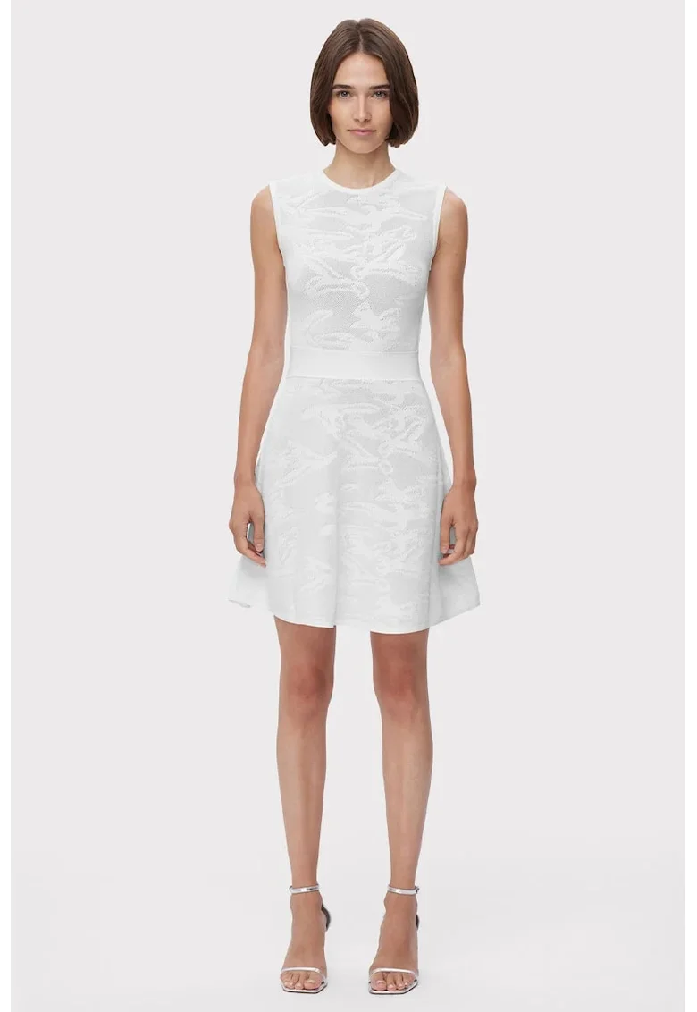 Rochie midi cu aspect texturat, Alb