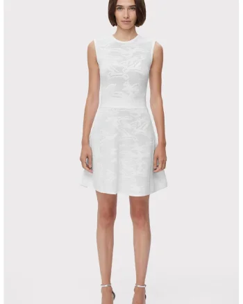 Rochie midi cu aspect texturat, Alb