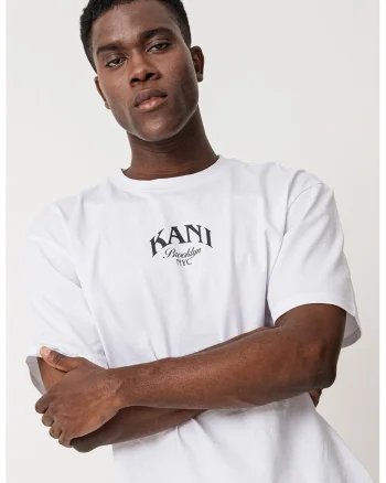 Tricou de bumbac cu logo si imprimeu grafic Kani Dice, Alb/Negru/Portocaliu
