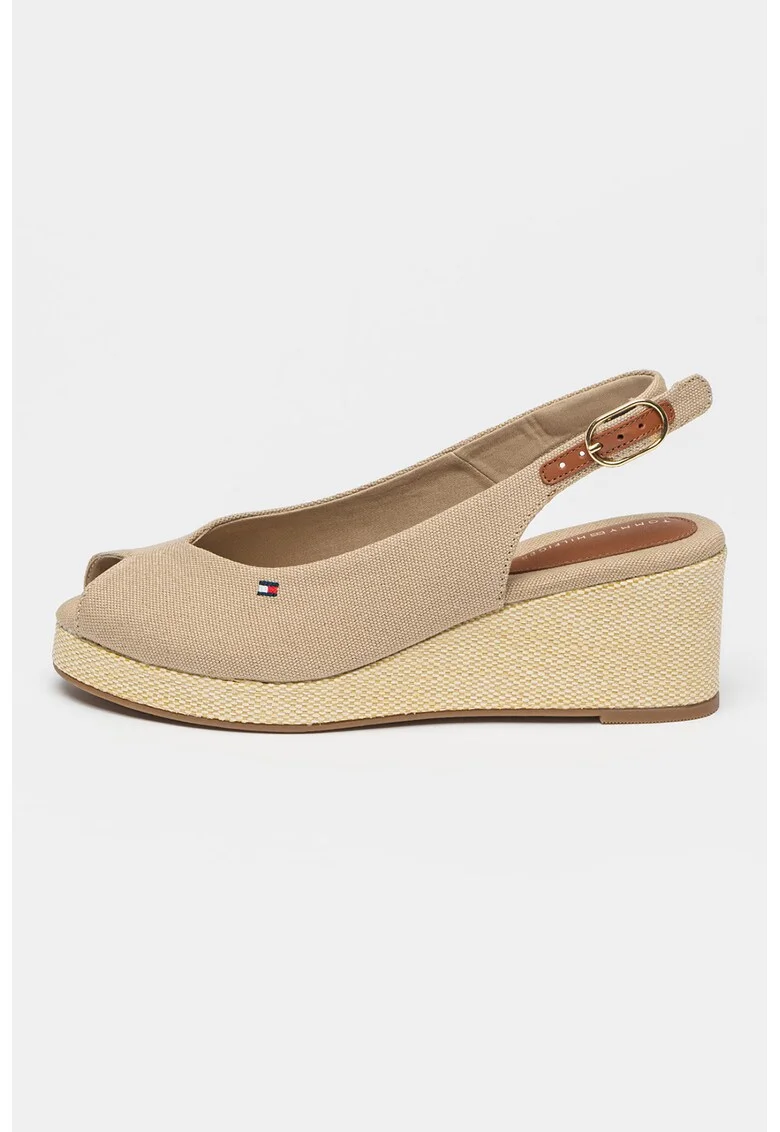 Sandale slingback cu talpa wedge, Bej
