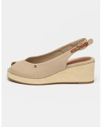 Sandale slingback cu talpa wedge, Bej