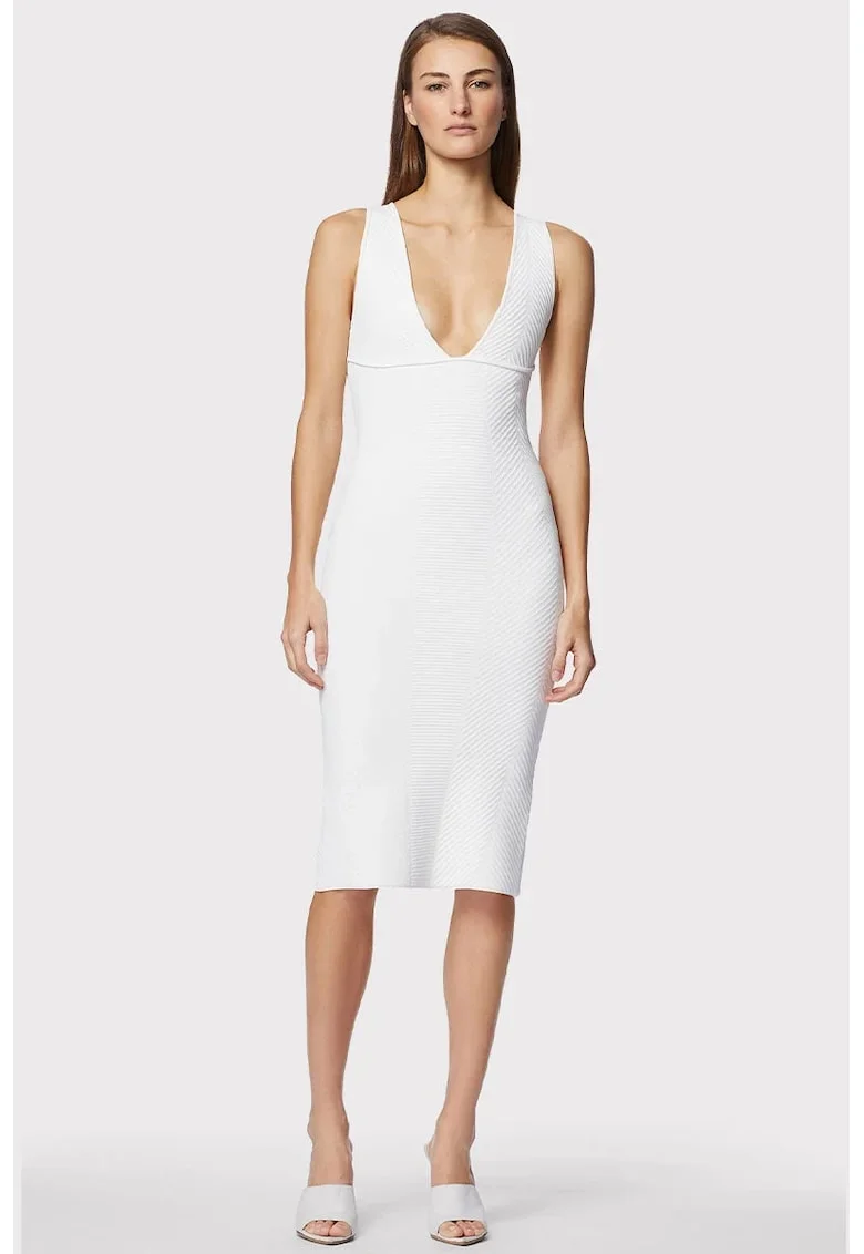 Rochie creion cu slit pe partea din spate, Alb