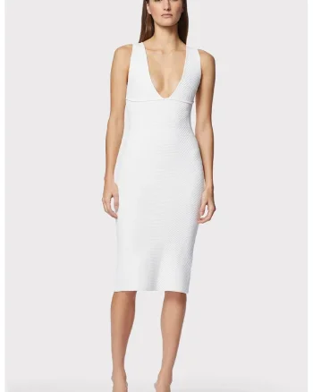 Rochie creion cu slit pe partea din spate, Alb