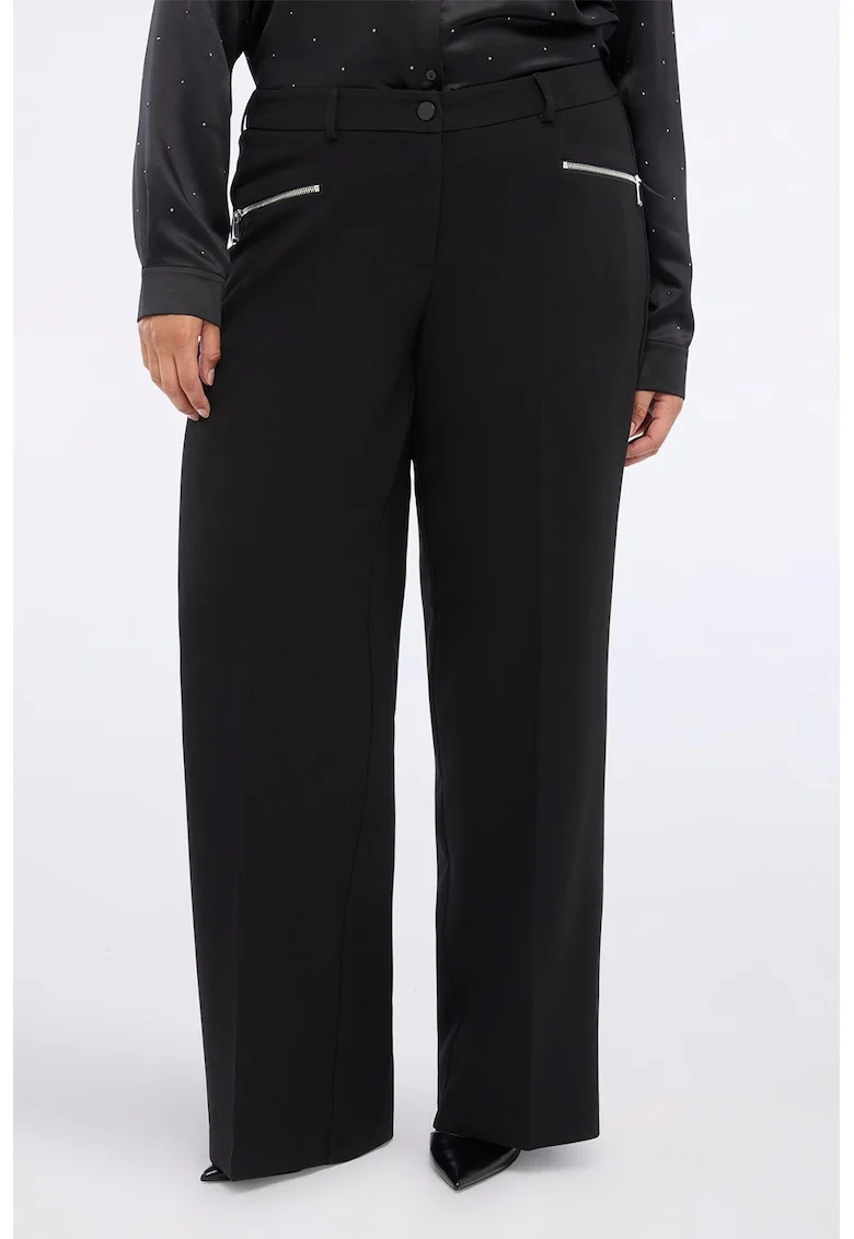 Pantaloni drepti cu talie inalta, Negru