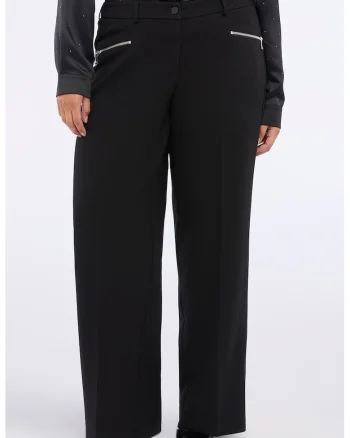 Pantaloni drepti cu talie inalta, Negru