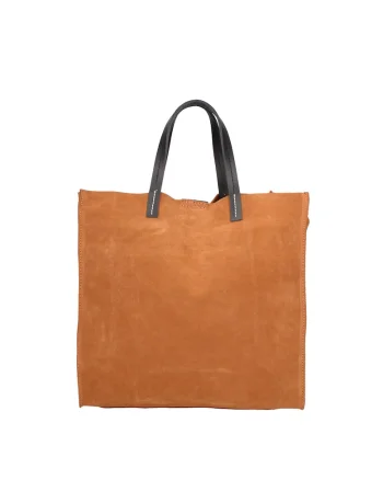 Geanta tote din piele intoarsa cu etui detasabil Novara Lux, Portocaliu persan