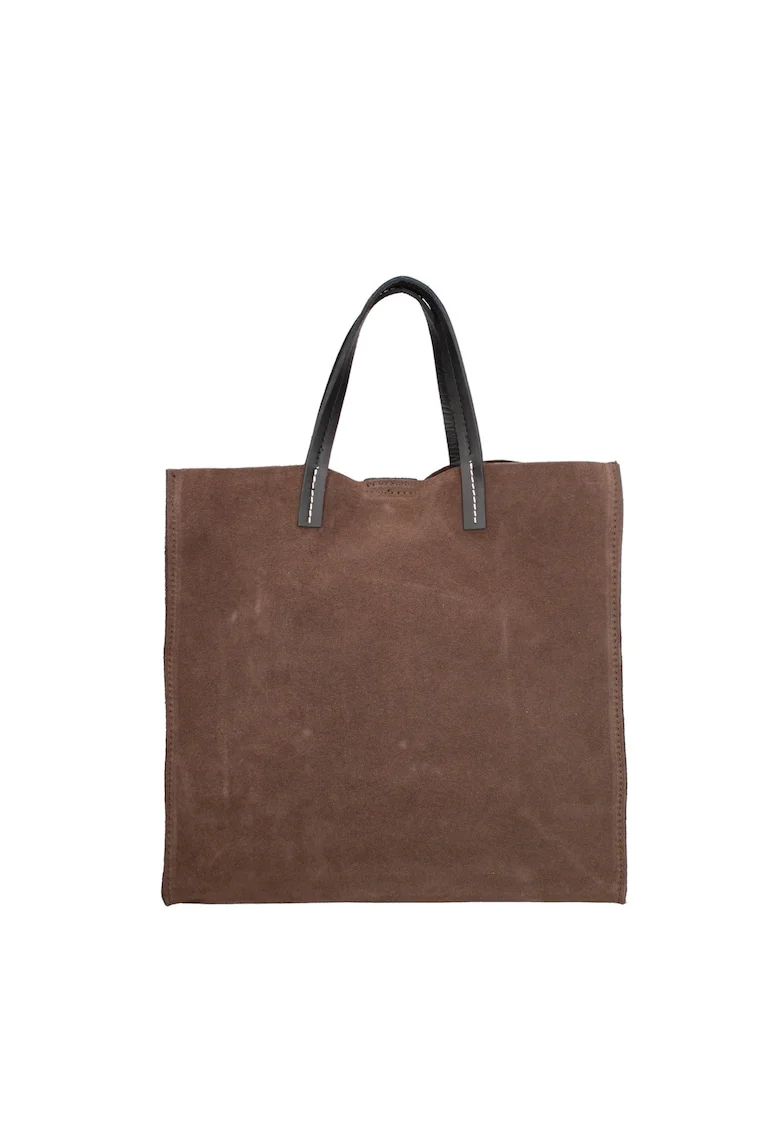 Geanta tote din piele intoarsa cu etui detasabil Novara Lux, Maro taupe