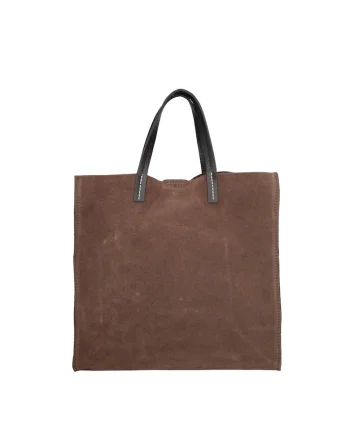 Geanta tote din piele intoarsa cu etui detasabil Novara Lux, Maro taupe