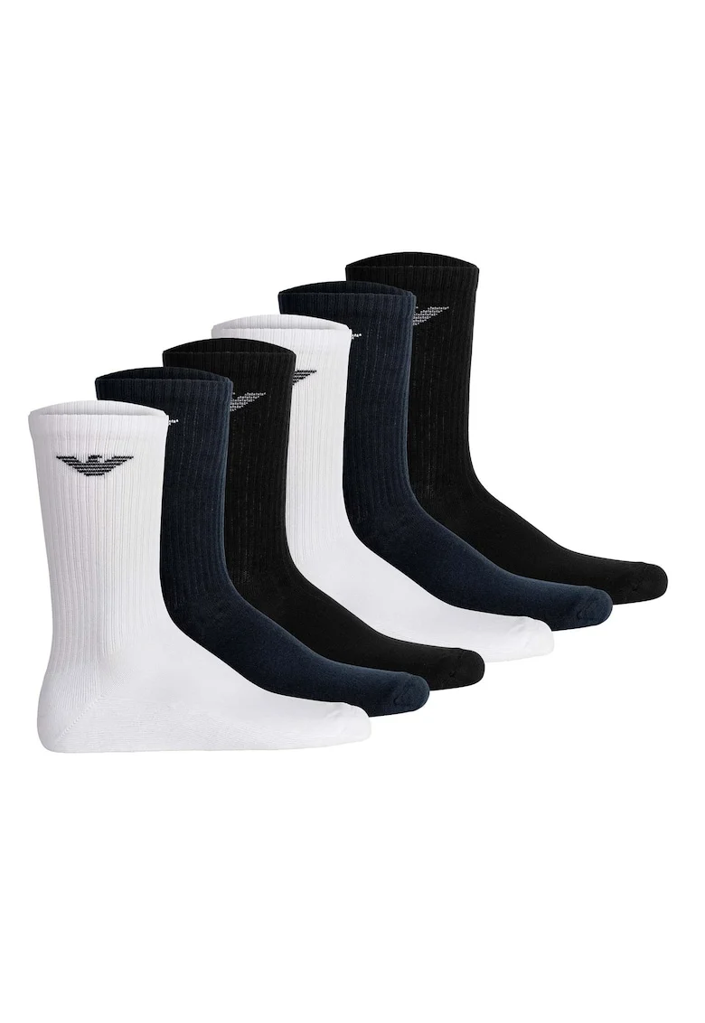 . Set de sosete lungi Sporty - 6 perechi, Alb/Negru/Albastru
