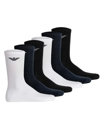 . Set de sosete lungi Sporty - 6 perechi, Alb/Negru/Albastru