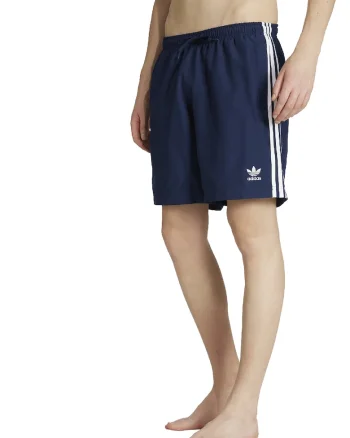 Pantaloni scurti cu model logo, pentru inot Adicolor, Alb/Bleumarin