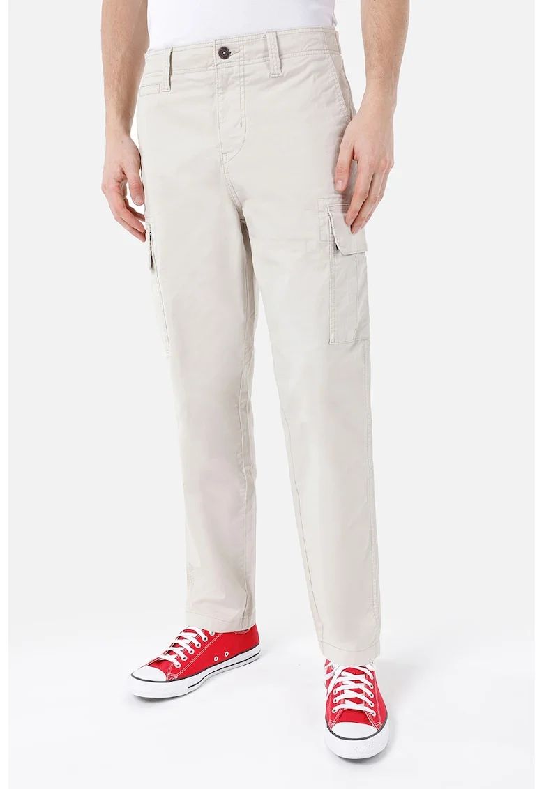 Pantaloni cargo cu talie medie, Gri deschis