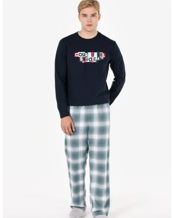 Bluza de trening cu imprimeu text, Alb optic/Bleumarin