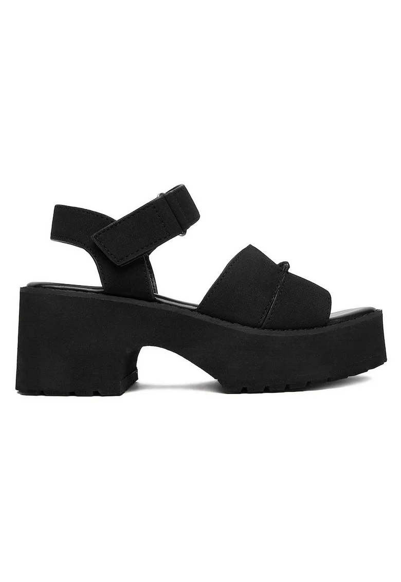Sandale dama  negru, tocul bloc, Negru