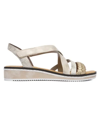 Sandale dama  auriu, piele ecologica, sistem inchidere velcro, confortabil, Auriu