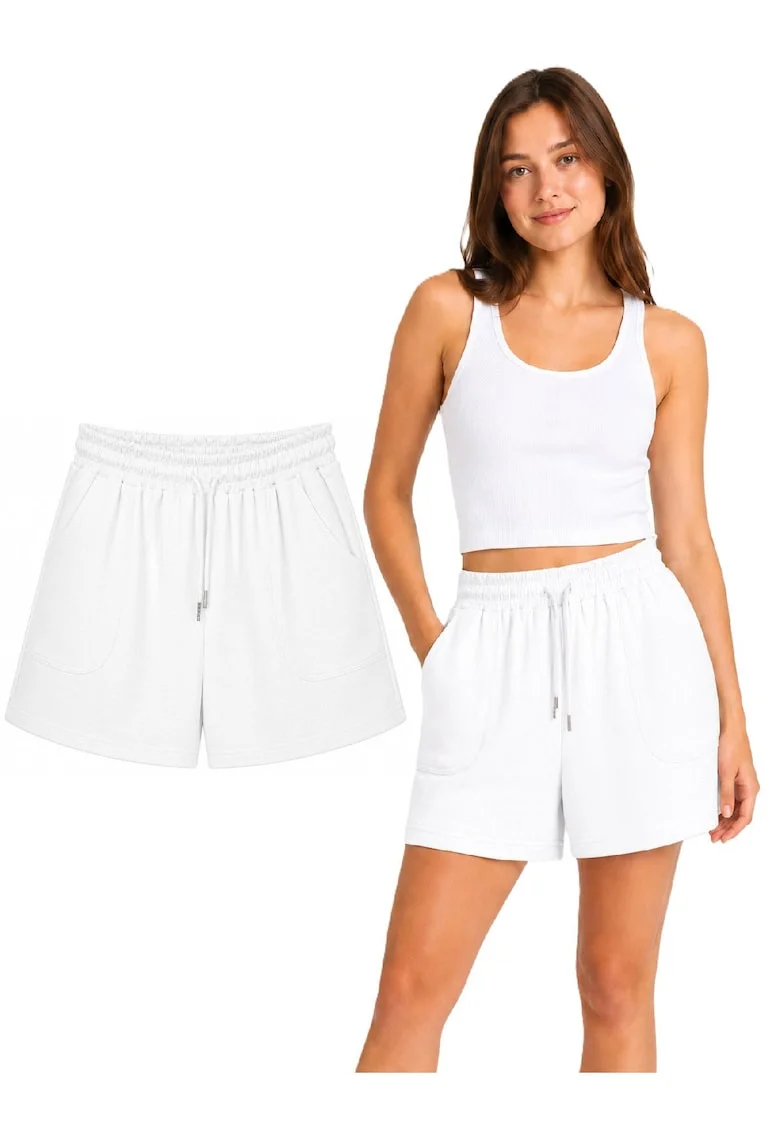 Pantaloni scurti cu buzunare, Alb