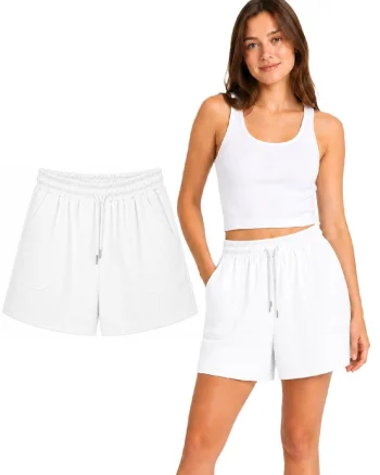 Pantaloni scurti cu buzunare, Alb